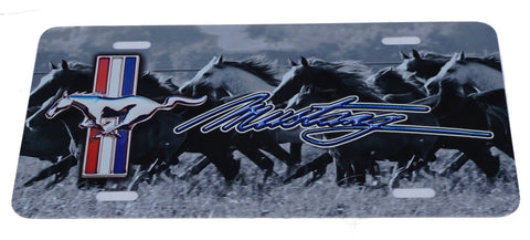 Ford Mustang gray running horse license plate