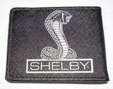 Shelby black and white snake logo textured vegan Saffiano leather wallet