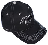Ford Mustang hat with black running horse and ford on the brim in black