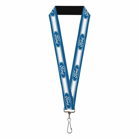 Ford blue and white elastic lanyard