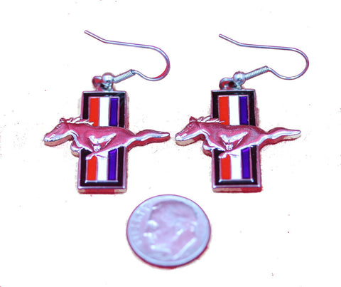 Ford Mustang tri bar earrings in red white and blue