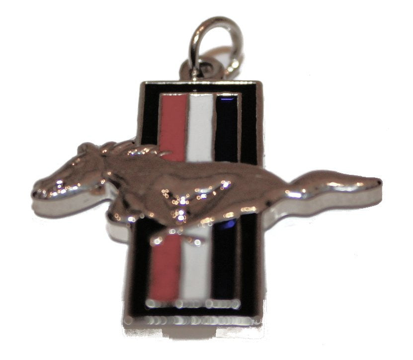 Ford Mustang silver tri bar charm in red, white and blue