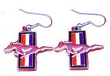 Ford Mustang tri bar earrings in red white and blue