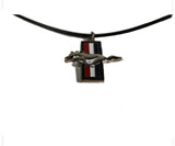Ford Mustang leather necklace with tri bar charm