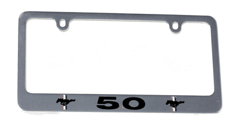 Ford Mustang 5.0 license plate frame in chrome