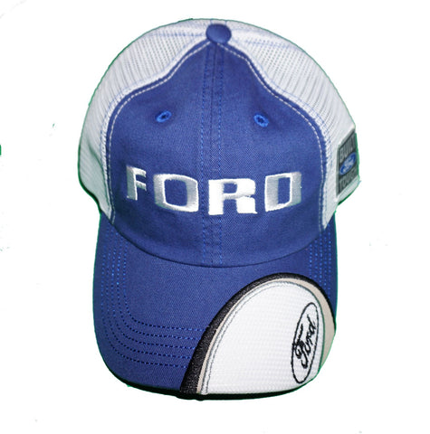 Ford Mesh Back  hat in blue and white with Built Ford Tough