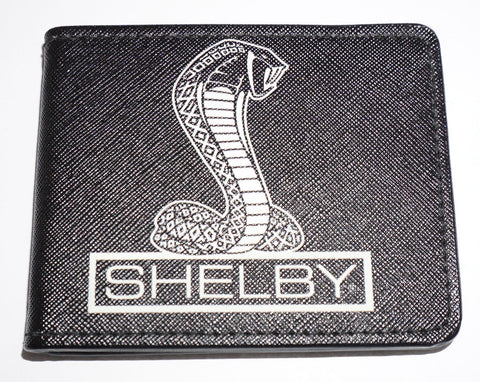 Shelby black and white snake logo textured vegan Saffiano leather wallet