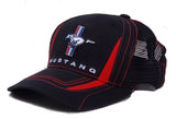 Black and red mustang mesh back hat