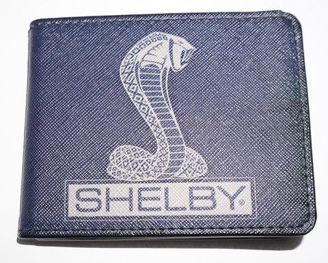 Shelby snake bi-fold blue wallet Saffiano leather