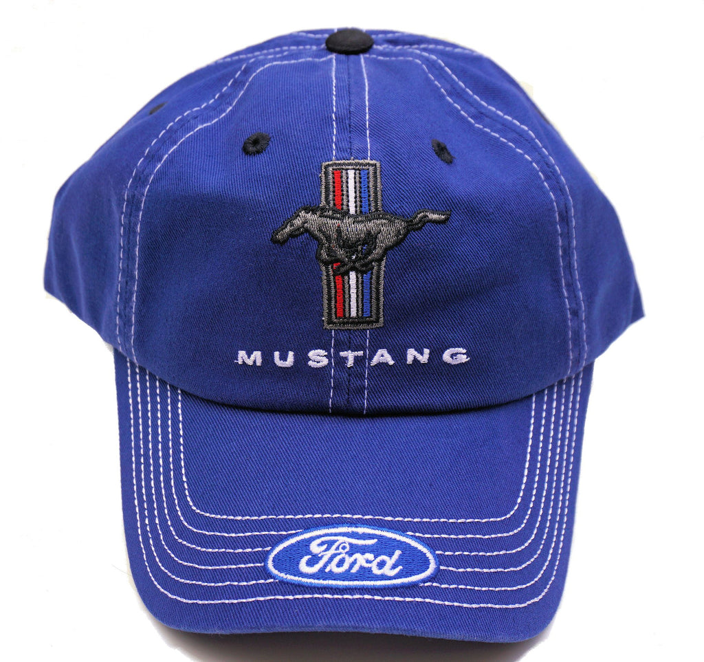Ford Mustang denim colored hat in blue