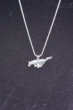 Ford Mustang silver necklace with running horse charm