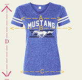 Ladies "Mustang" Football style jersey in blue