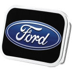 Ford oval belt buckle in black and blue
