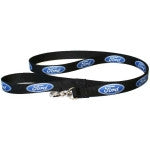 Ford dog leash in black with blue oval