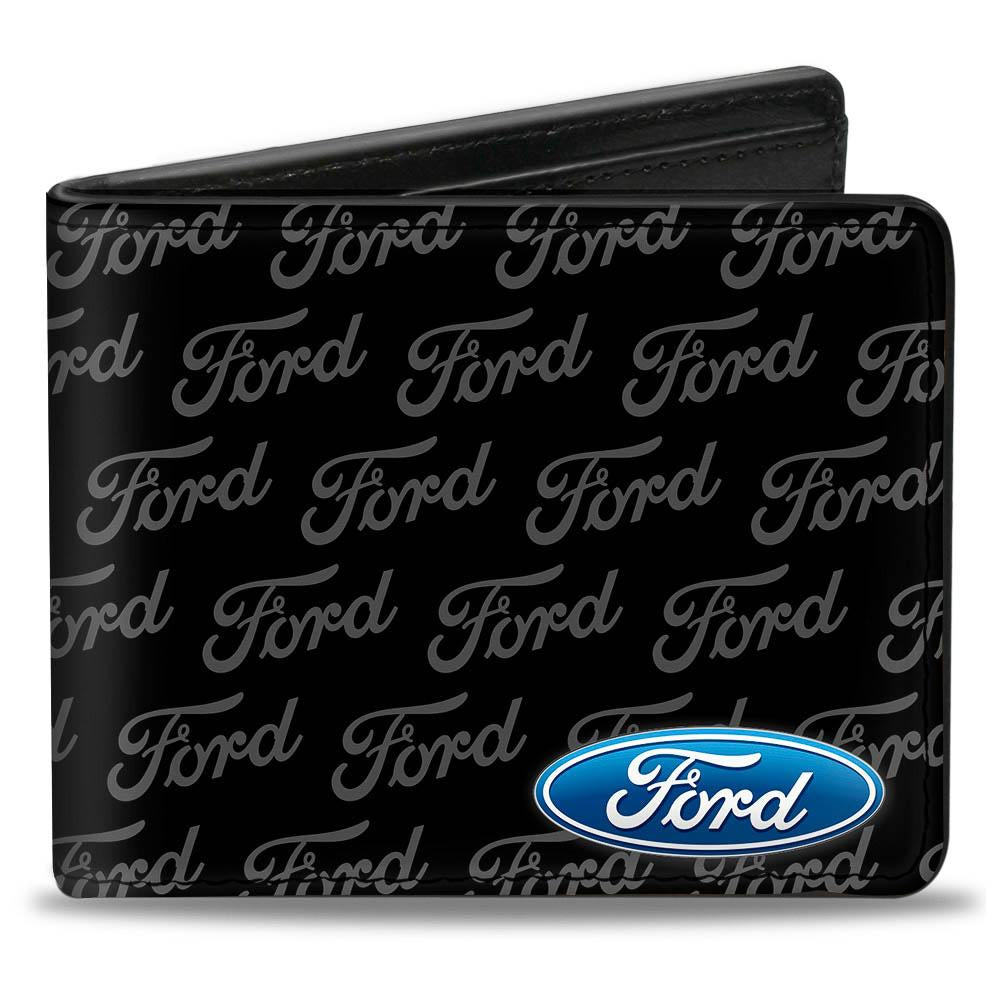 Ford Repeat Pattern Ford bi fold wallets with ford repeat logo – The Mustang Trailer