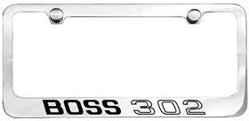 Ford Mustang "Boss 302" license plate frame in chrome