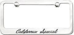 Ford Mustang "California Special" license plate frame in chrome