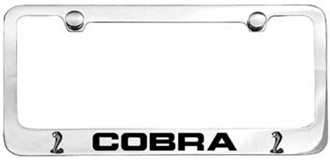 Ford Mustang "Cobra" license plate frame in chrome