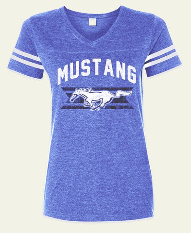 Mustang Ladies’ Football Style T-Shirt (blue)