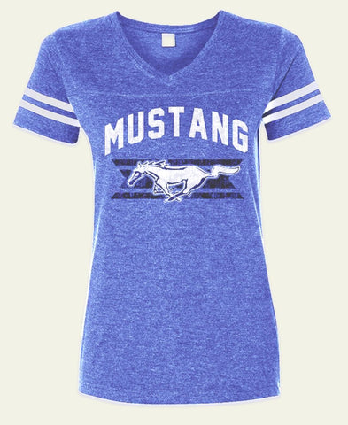 Ladies "Mustang" Football style jersey in blue