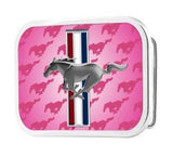 Ford Mustang belt buckle tri bar logo in pink