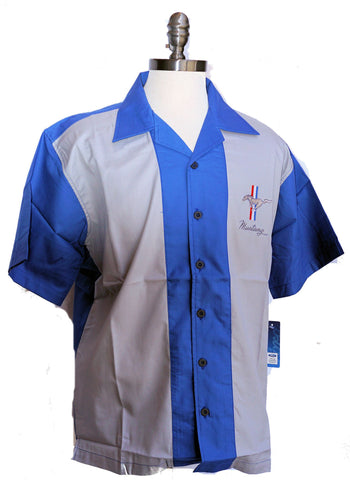 Ford mustang camp shirt in blue with grey trim
