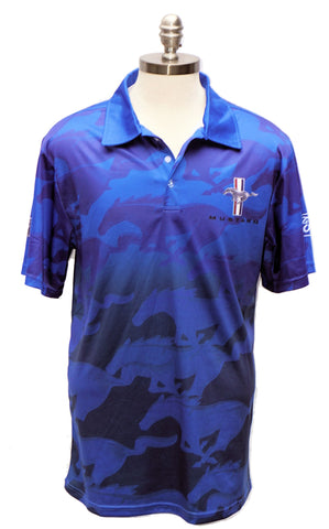 Ford Mustang sublimated 3-button polo shirt