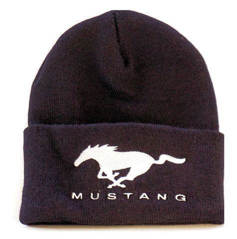 Mustang black beanie cap