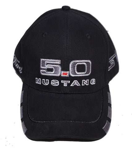 5.0 Mustang Hat black with grey trim on brim