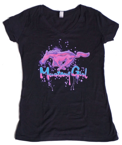 Mustang Girl v-neck shirt sold exclusively here