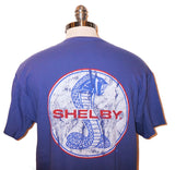 Shelby distressed logo shirt in royal blue