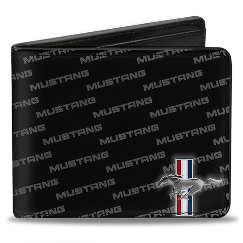 Ford mustang textured Saffiano leather wallet with tri bar repeat logo