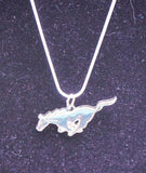 Ford Mustang silver necklace with running horse charm