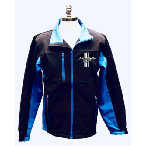 Mustang black with blue soft shell jacket