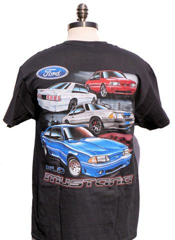 Mustang 5.0 fox body multi car shirt in black