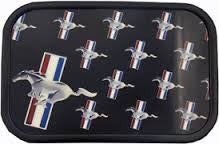Ford Mustang belt buckle tri bar repeat logo