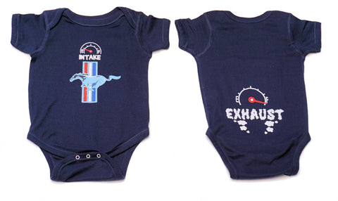 Ford Mustang infant onezie in navy blue
