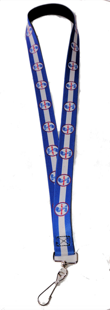 Shelby blue and white elastic lanyard