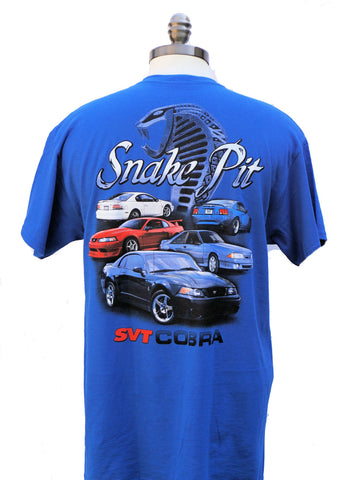 Ford Mustang SVT Cobra snake pit multi car shirt in medium blue